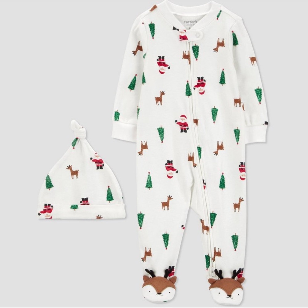 Carter's Baby Christmas Reindeer Santa Sleep N' Play - White 3M